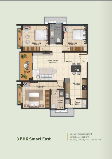 Floor plan 2.5bhk