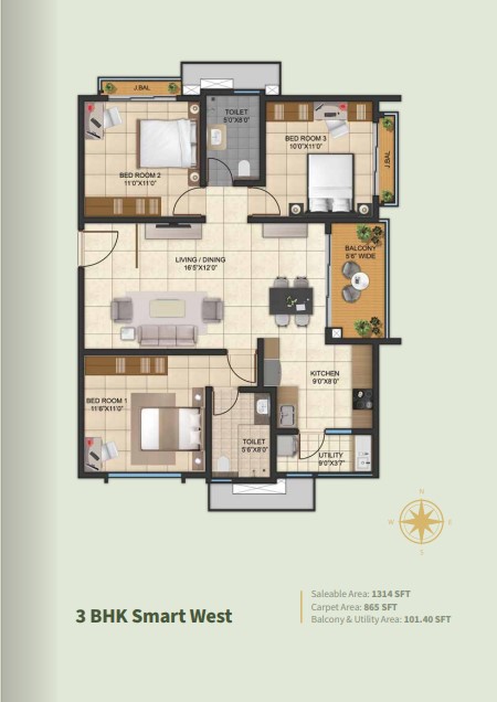 Floor plan 2.5bhk