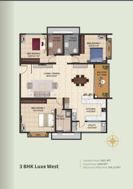 Floor plan 3bhk