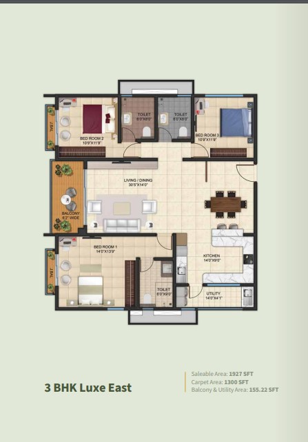 Floor plan 3bhk