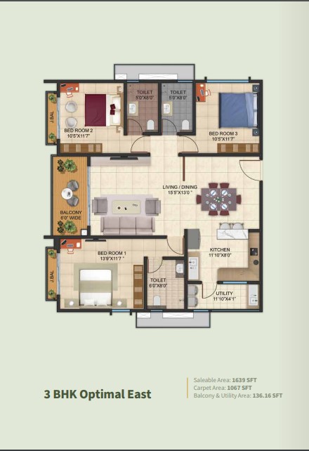 Floor plan 3bhk